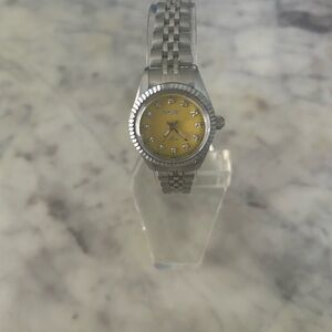 Armitron Silver Watch with Yellow Dial